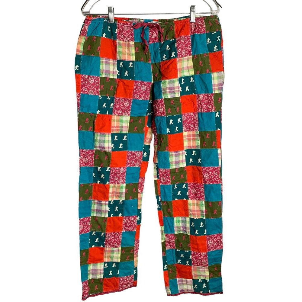 Disney Parks Mickey Mouse Lounge Pants M Multicolored Patchwork Elastic Waist
